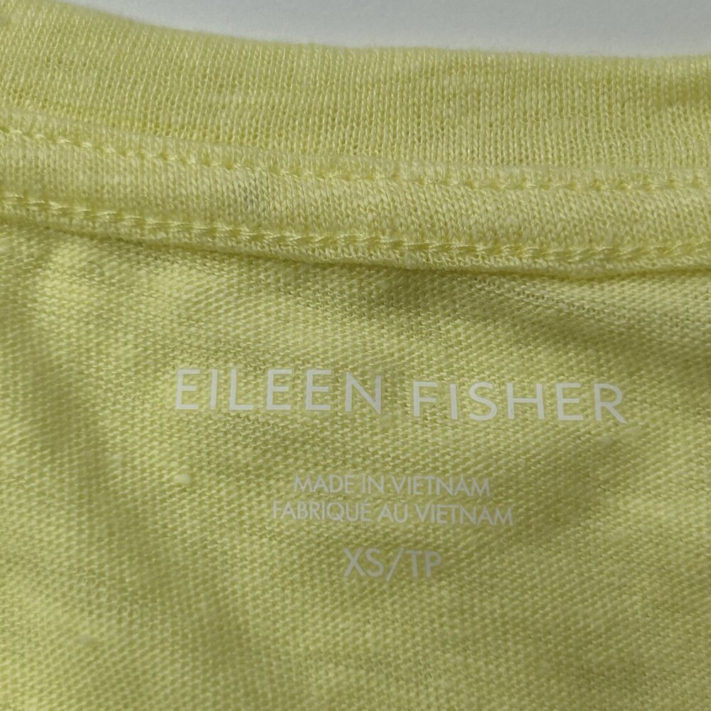 Eileen Fisher Women's XS Organic Linen Jersey Crew Neck Tee Yellow - Picture 4 of 7